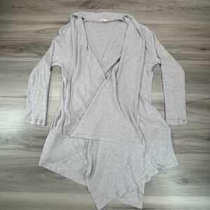 143‎ Story by Line Up Gray Ribbed Open Front Draped Cardigan Sweater S Chico